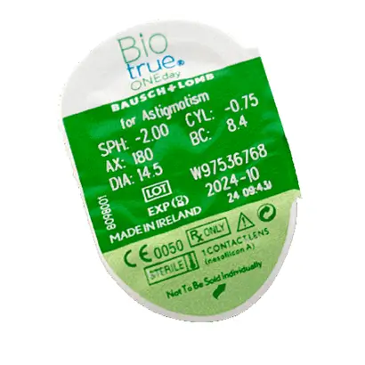 Biotrue One Day Daily Toric Lenses , 30 units - -0.50, -0.75, 160, 8.4, 14.50 - Image 3