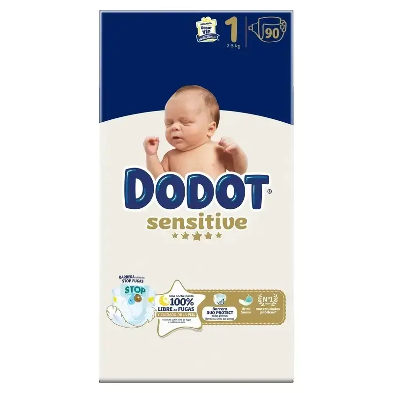 Dodot Sensitive Jumbo Sensitive Nappy Pack Size 1, 2x90 Units - Image 2