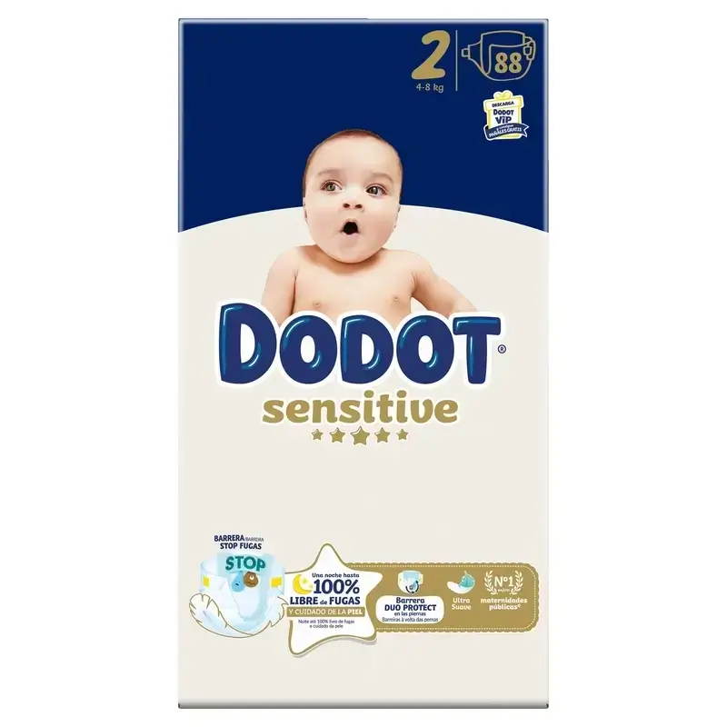 Dodot Sensitive Jumbo Sensitive Nappy Pack Size 2 , 2x88 Units + Aqua Plastic Free Wipes Box 6X48 (288 Units) - Image 2