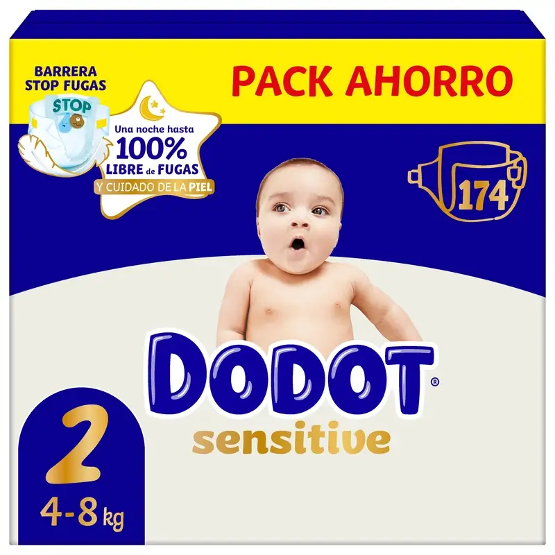 Dodot Sensitive Size 2, Nappies, 4Kg-8Kg , 174 pcs