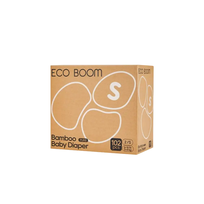 ECO BOOM PURE 100% natural bamboo nappies - Size 2/S (3-8 kg) - 102 pcs. - Image 5