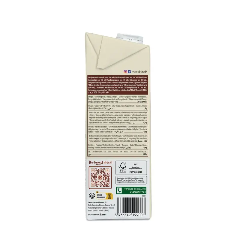 Ecomil Organic Vanilla Flavoured Vegetable Drink Tetrabrik Bio, 1 litre - Image 3