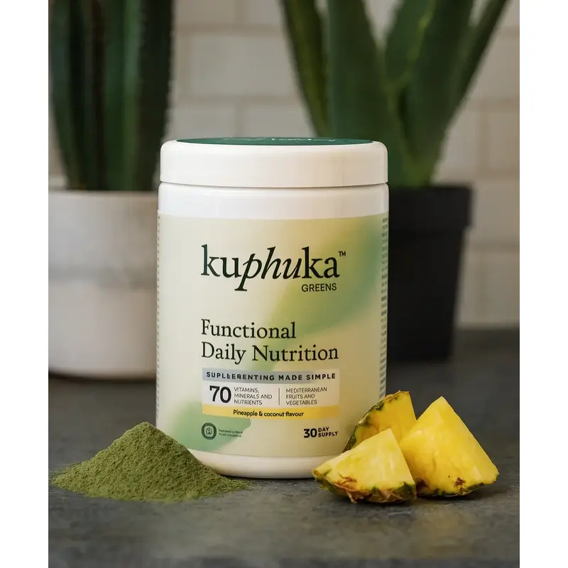 Kuphuka Greens Nutritional Supplement 100% Natural & Holistic Pineapple & Coconut, 411 grams - Image 2