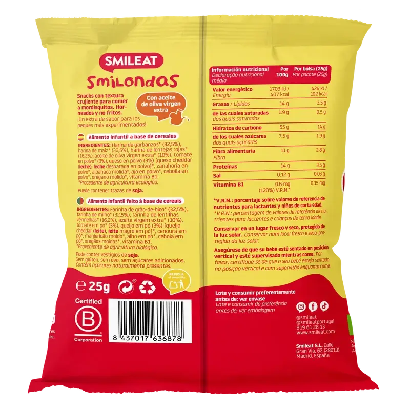 Smileat Smilondas Corn, Vegetables, Tomato & Cheese Snack , 25 grams - Image 2