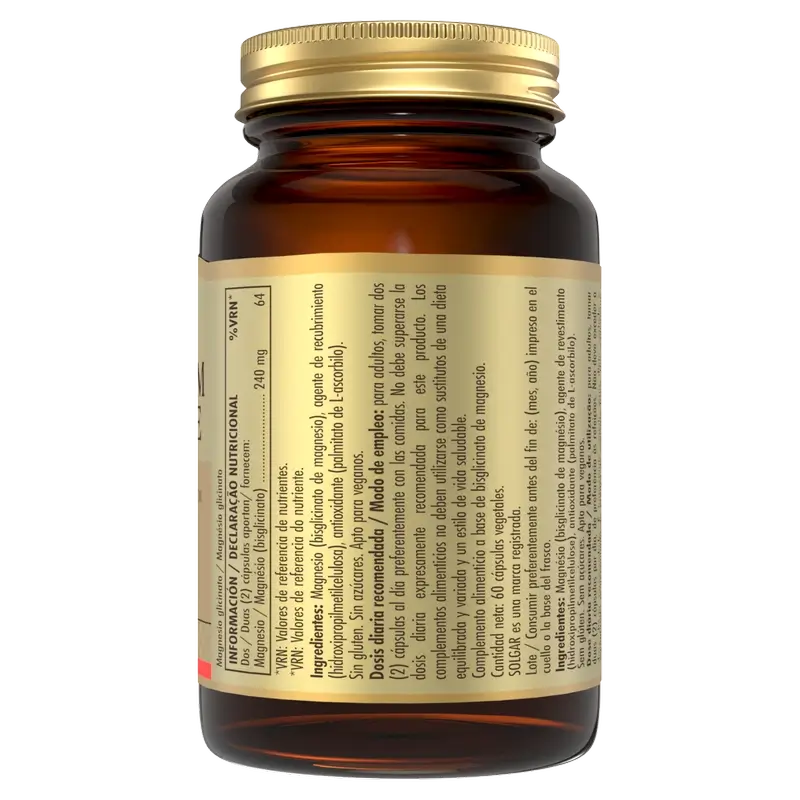 Solgar Magnesium Bisglycinate, 60 Vegetable Capsules - Image 4