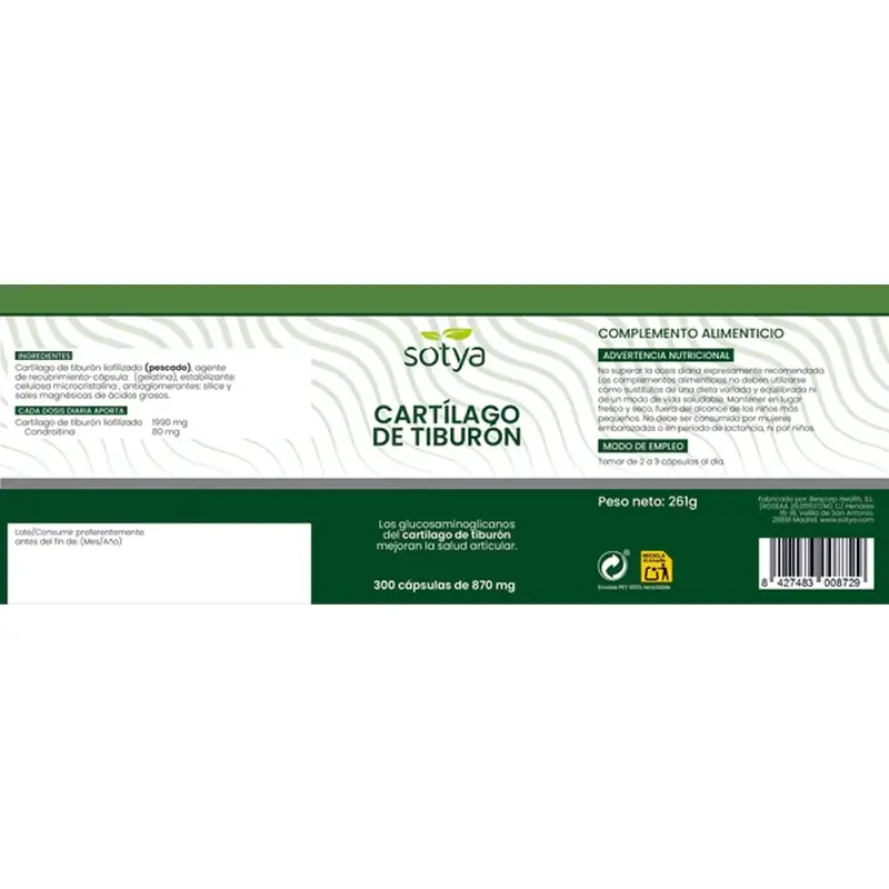 Sotya Shark Cartilage 870 Mg , 300 capsules - Image 4