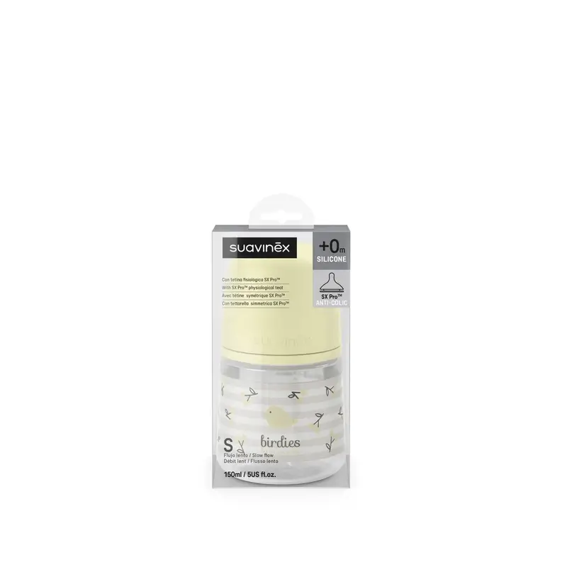 Suavinex Feeding Bottle Teat Sx Pro Slow Flow (S) +0 Months Birdies Beige, 150 ml - Image 4