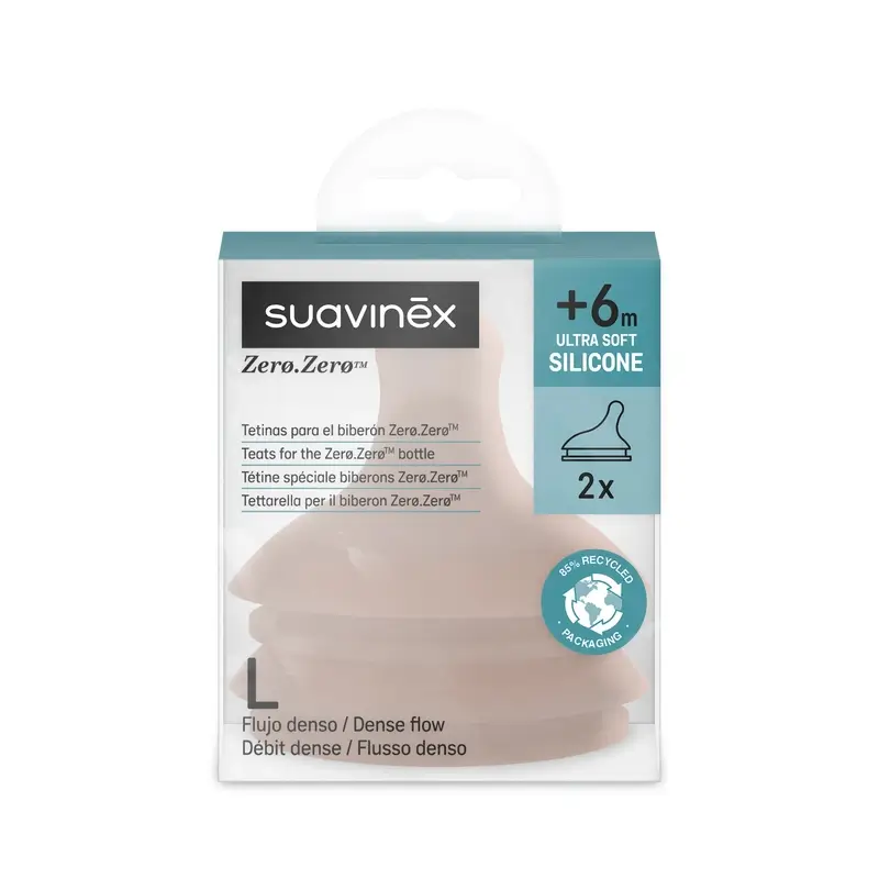 Suavinex Pack 2 Teats Zero Zero Dense Flow (L), +6 Months, Deep - Image 2