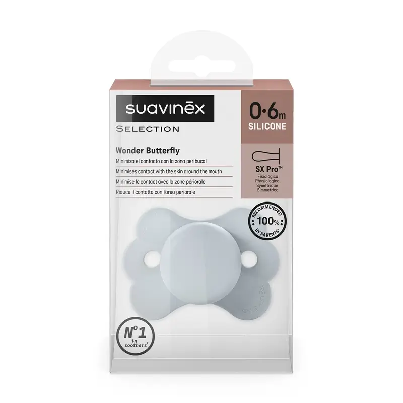Suavinex Soother Sx Pro 0/6 Months, Wonderland Plain Blue - Image 3