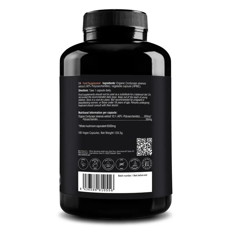 Zenement Cordyceps Sinensis Organic, 180 vegan capsules - Image 2